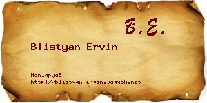 Blistyan Ervin névjegykártya